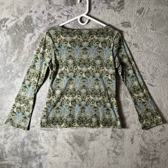 Vintage Y2K Floral Paisley Long Sleeve Babydoll Top Earthy Boho Fairycore Medium - Picture 2 of 5